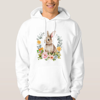 Schattig Waterverf Konijn met Bloemenkrans Hoodie
