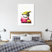 Schattig Waterverf Patchwork Spook Halloween Canvas Afdruk (Insitu (Slaapkamer))