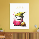 Schattig Waterverf Patchwork Spook Halloween Canvas Afdruk (Insitu (Woonkamer))