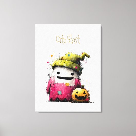 Schattig Waterverf Patchwork Spook Halloween Canvas Afdruk (Voorkant)
