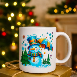 Schattig waterverf sneeuwmannetje_Festieve vakanti Koffiemok
