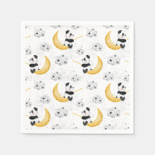 Schattig Waterverf Visser Panda Patroon Verjaardag Servet