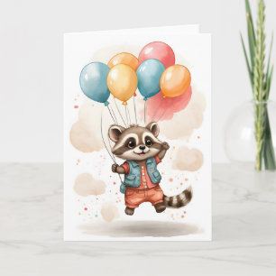 Schattig Waterverf Wasbeer Jackpot Ballonnen Blanc Kaart