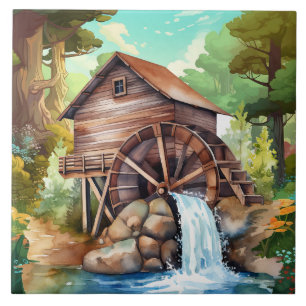 schattig waterwiel Land Tegeltje