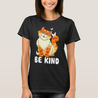 Schattig Wees Aardig Kat Anti Pesten Draag Oranje T-shirt