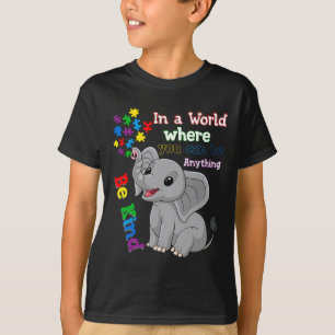 Schattig wees aardig Olifant en Puzzelstuk Autisme T-shirt