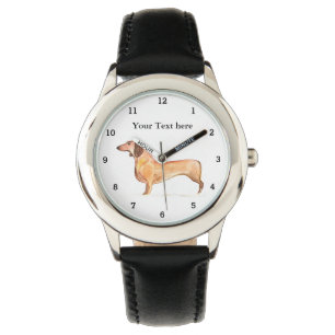 Schattig Weiner Dachshund Hondenpuppy Dier Meisje Horloge