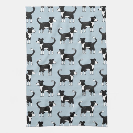 Schattig Welsh Border Collie Sheep Dog Patroon Theedoek (Verticaal)