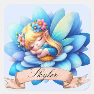 Schattig Whimsical Bloemige Zoete Dromen Slaapfee Vierkante Sticker
