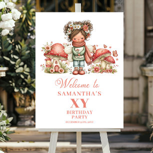 Schattig Whimsy Fairy Blush Verjaardag Welkom Bord Poster