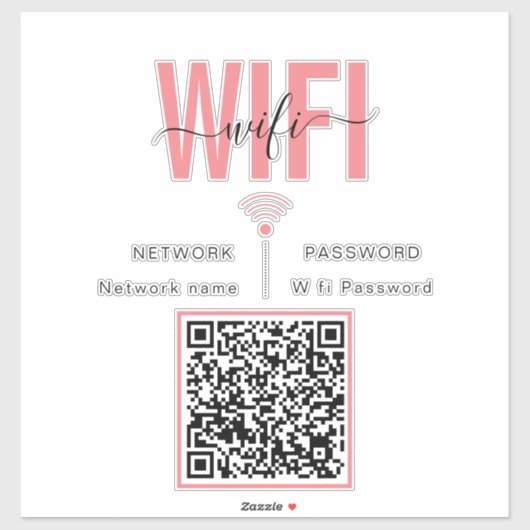 Schattig WiFi-wachtwoord teken | QR-code Sticker (Vel)