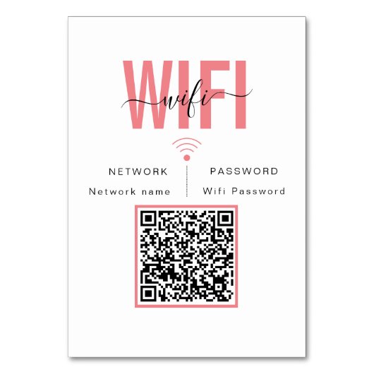 Schattig WiFi-wachtwoord teken | QR-codetabel Kaar Kaart (Achterkant)