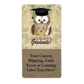 Schattig Wijze Uil Afstuderen Etiket (Voorkant)