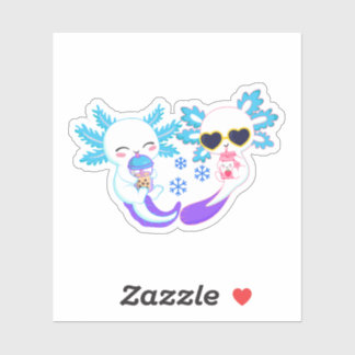 Schattig Winter Axolotl Koppel Sticker