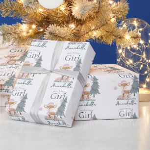 Schattig Winter Hertenjong Vrouwelijk Ree Cadeaupapier