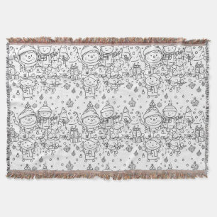 Schattig winter kerst doodle patroon (2) deken