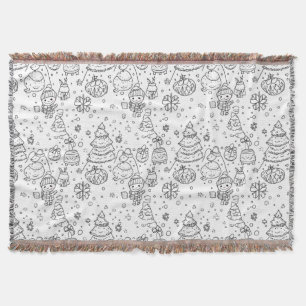 Schattig winter kerst doodle patroon (3) deken