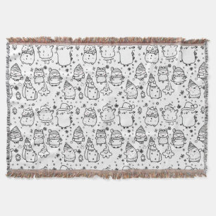 Schattig winter kerst doodle patroon (5) deken