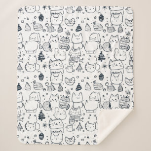 Schattig winter kerstdoodlepatroon (1) sherpa deken