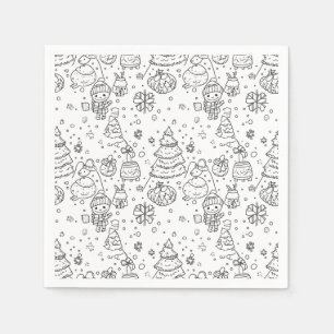 Schattig winter kerstdoodlepatroon (3) servet