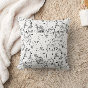 Schattig winter kerstdoodlepatroon (4) kussen