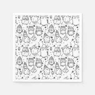 Schattig winter kerstdoodlepatroon (5) servet
