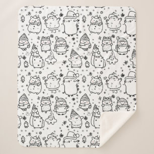Schattig winter kerstdoodlepatroon (5) sherpa deken