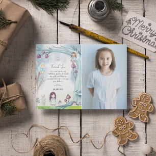 Schattig Winter Woud Fee Kerst Meisje Verjaardag Bedankkaart