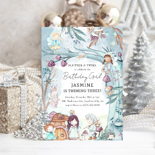 Schattig Winter Woud Fee Kerstmeisje Verjaardag Kaart