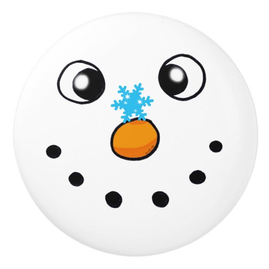 schattig wintersneeuwpop en sneeuwvlokken - feeste keramische knop (Voorkant)