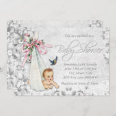 Schattig  wit Baby shower Kaart (Voorkant / Achterkant)