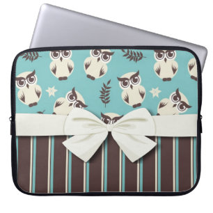 schattig wit buispatroon en strepen laptop sleeve