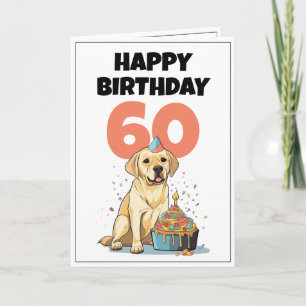 Schattig Wit en Zwart Lab Man 60e Verjaardag Kaart