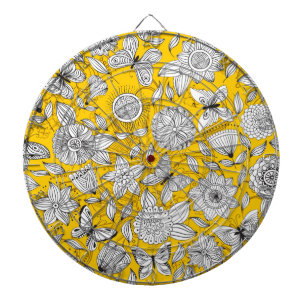 Schattig wit geel bloemig abstract ontwerp dartbord