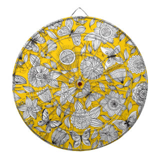 Schattig wit geel bloemig abstract ontwerp dartbord