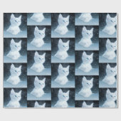 Schattig wit kitten met  blauw ogen patroon cadeaupapier (Vlak)