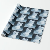 Schattig wit kitten met  blauw ogen patroon cadeaupapier (Uitgerold)