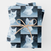 Schattig wit kitten met  blauw ogen patroon inpakpapier vel (In situ)