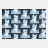 Schattig wit kitten met  blauw ogen patroon inpakpapier vel (Voorkant 3)