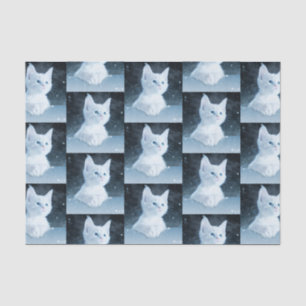Schattig wit kitten met blauw ogen patroon tissuepapier