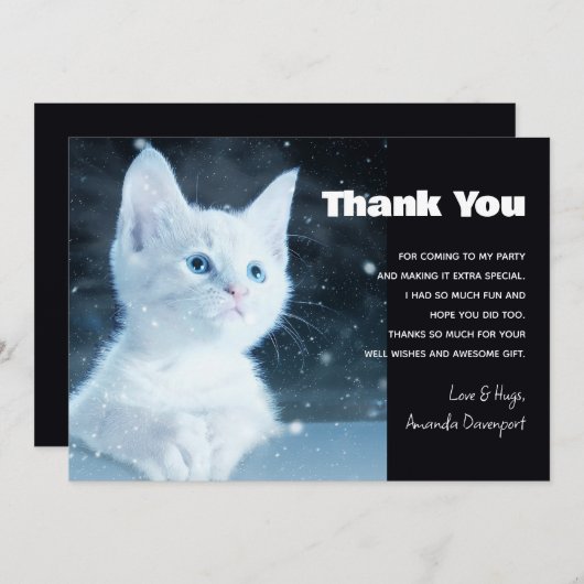 Schattig wit kitten met blauwe ogen bedankkaart (Voorkant / Achterkant)