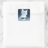 Schattig wit kitten met  blauwe ogen Dank u Vierkante Sticker (Tas)