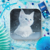Schattig wit kitten met  blauwe ogen papieren bordje (Feest)