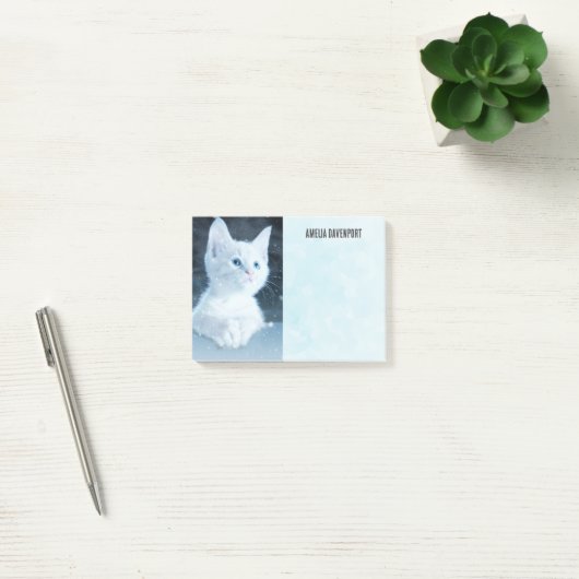 Schattig wit kitten met  blauwe ogen post-it® notes (Kantoor)