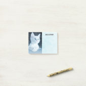 Schattig wit kitten met  blauwe ogen post-it® notes (Op bureau)