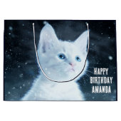 Schattig wit kitten met Blue Eyes Verjaardag Groot Cadeauzakje (Voorkant)