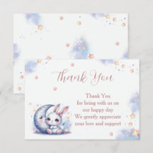 Schattig wit konijntje en een zilveren halvemaan