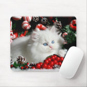 Schattig Wit Perzisch in kerstomgeving Muismat (Met muis)