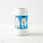 Schattig wit west highland terrier cartoon bierpul (Voorkant links)