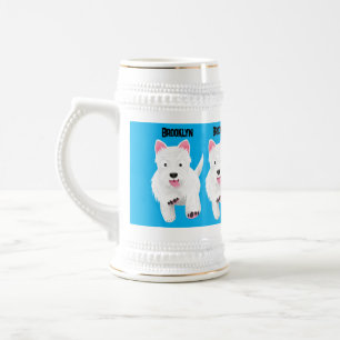 Schattig wit west highland terrier cartoon bierpul